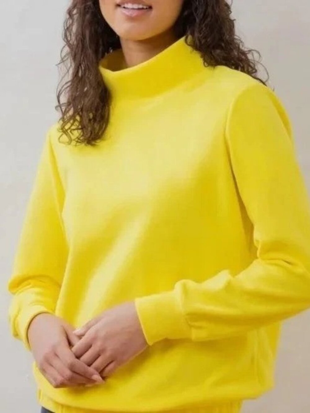 Dudley Stephens Baldwin Yellow Mock Neck Fleece Pullover Women's Small